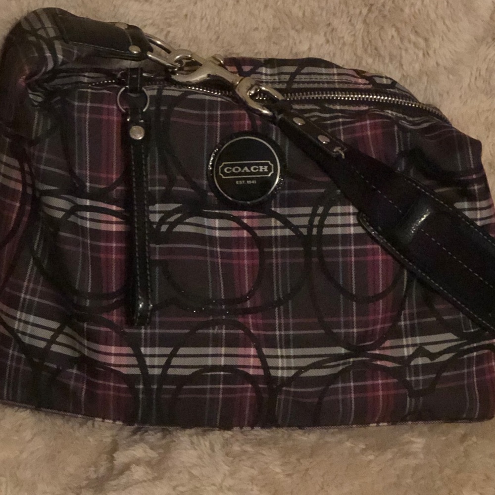 Coach Shoulder Plaid (pink,black) purse.